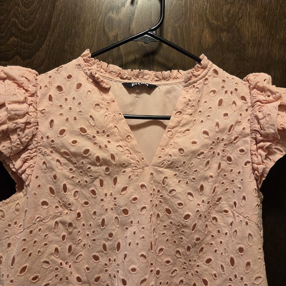 Pink Eyelet Ruffle Sleeve Top - Picture 2 of 8